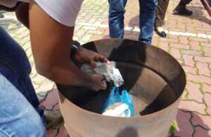 Polda Kepri Bakar Barang Bukti 163,9 Gram Daun Ganja Pemusnahan barang bukti