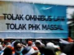 Kawal Sidang Judicial Review UU Cipta Kerja, KSPI ‘Kepung’ Gedung MK