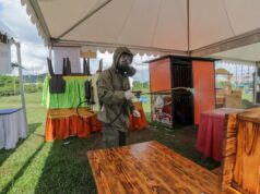 Area Batam Wonderfood Ramadan Disemprot Disinfektan Batam Wonderfood Ramadan