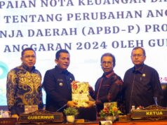 APBD-P Kepri 2024, Pendapatan Diproyeksi Naik Rp213 Miliar Gubernur Kepri, Ansar Ahmad bersama pimpinan DPRD Kepri. (F: barakata.id/ist)